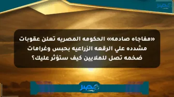 «مفاجأة صادمة» الحكومة المصرية تعلن عقوبات مشددة على الرقعة الزراعية بحبس وغرامات ضخمة تصل للملايين كيف ستؤثر عليك؟